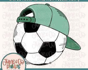 File di sublimazione di pallone da calcio con cappello/Design di maglia da calcio per ragazzi/Arte stampabile disegnata a mano/Download immediato