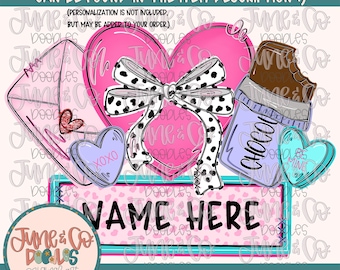 Choses pour la Saint-Valentin pour filles PNG| Fichier de sublimation des favoris de la Saint-Valentin | Design de chemise girly V-Day| Art dessiné à la main | Téléchargement numérique