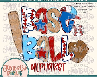 Baseball Alphabet Set-PNG | Baseball Gekritzel Alpha| Individuell Gespeicherte Buchstaben| Ballpark Buchstaben | A-Z Doodle Buchstaben PNG | Digitaler Download