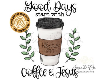 Jesus and Coffee PNG Christian Sublimation Design Fall DTF - Etsy
