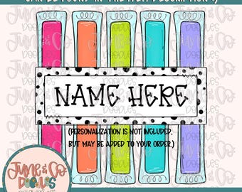 Girls Neon Popsicles With Name Plate PNG| Girly Summer Sublimation File| Bright Popsicle Shirt Design| Printable Art| Instant Download