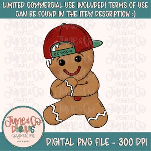 Cool Gingerbread Boy PNG| Plik sublimacji Christmas Doodle| Projekt koszulki na sezon świąteczny| Ręcznie szkicowana sztuka do druku| Natychmiastowe pobieranie