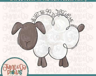 He Left The 99 Sheep PNG| Sheep Doodle Sublimation File| Christian Spring Shirt Design| Hand Painted Printable Art| Instant Download
