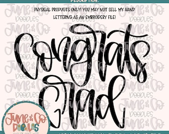 Congrats Grad Lettering PNG| Graduation Calligraphy| Party Banner Lettering| Greeting Card Lettering| Hand Lettered SVG| Instant Download