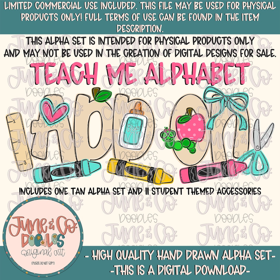 Teach Me Alphabet Add Ons- PNG| Girly Student Doodle Alpha ...