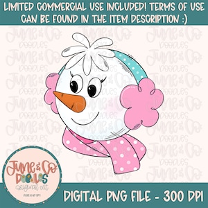 Snowgirl PNG| Plik do sublimacji Christmas Doodle| Projekt koszulki na sezon świąteczny| Ręcznie szkicowana sztuka do druku| Natychmiastowe pobieranie