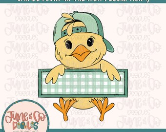 Junge Küken Mit Namensplatte PNG | Coole Osterküken im Hut Sublimationsdatei | Jungen Frühlings-Shirt Design | Druckbare Kunst| Sofort Download