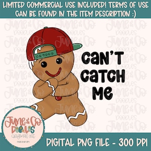 Can't Catch Me Boy PNG| Plik sublimacji Christmas Doodle| Projekt koszulki na sezon świąteczny| Ręcznie szkicowana sztuka do druku| Natychmiastowe pobranie