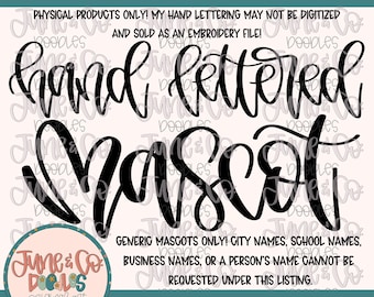 Hand Lettered Mascot PNG/SVG| Made To Order Modern Calligraphy Sublimation File| Hand Lettering By Request| Printable Art| Digital Download