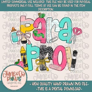 Parapro Doodle PNG| Coquette Back To School Sublimation File| Trendy Paraprofessional Doodle Letters| Hand Drawn Art| Digital Download