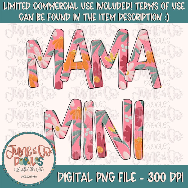Pink Floral Mama and Mini PNG Bundle| Mom and Me Sublimation File ...