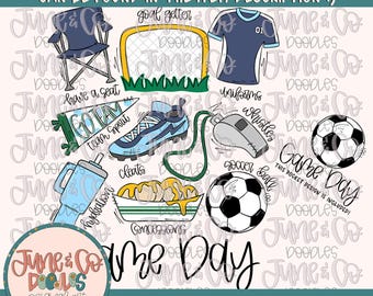 Soccer Game Day PNG| Soccer Things Sublimation File| Spring Sports Shirt Design| Hand Sketched Printable Art Instant Download