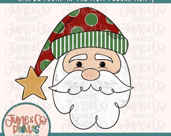 Whimsical Santa PNG| Christmas Holiday Sublimation File| St. Nick Shirt Design| Hand Sketched Printable Art| Instant Download