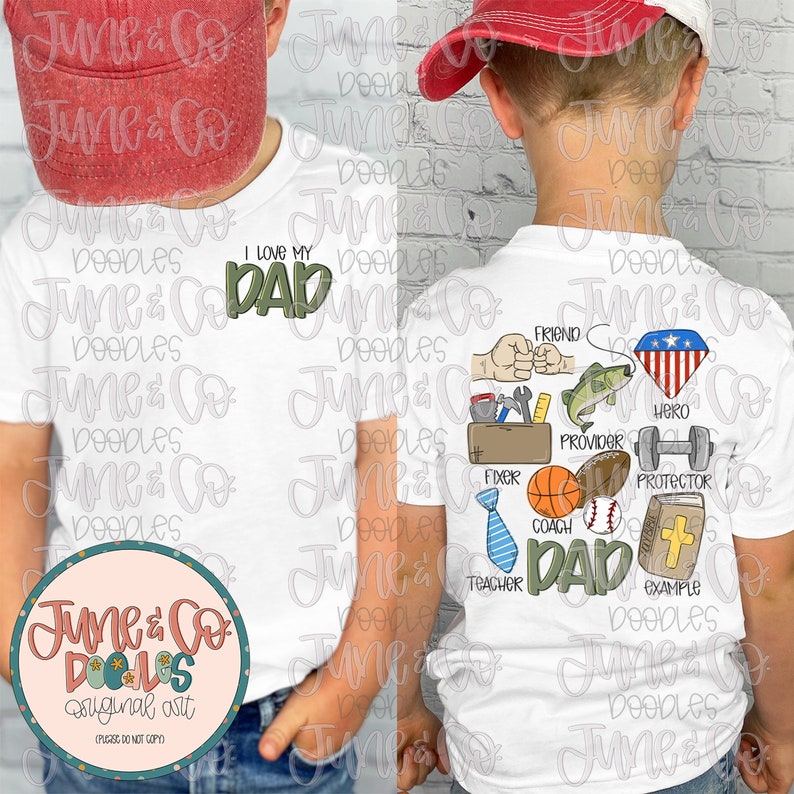 Pappasaker PNG | Sublimeringsfil för fars dag | T-shirtdesign för far och son | Handskissad utskrivbar konst | Direktnedladdning bild 2