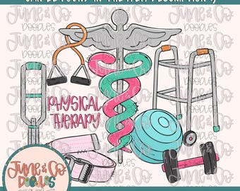 Physical Therapy Things PNG| Medical Occupation Sublimation File| Physical Therapist Shirt Design| PT Assistant Graphic| Instant Download