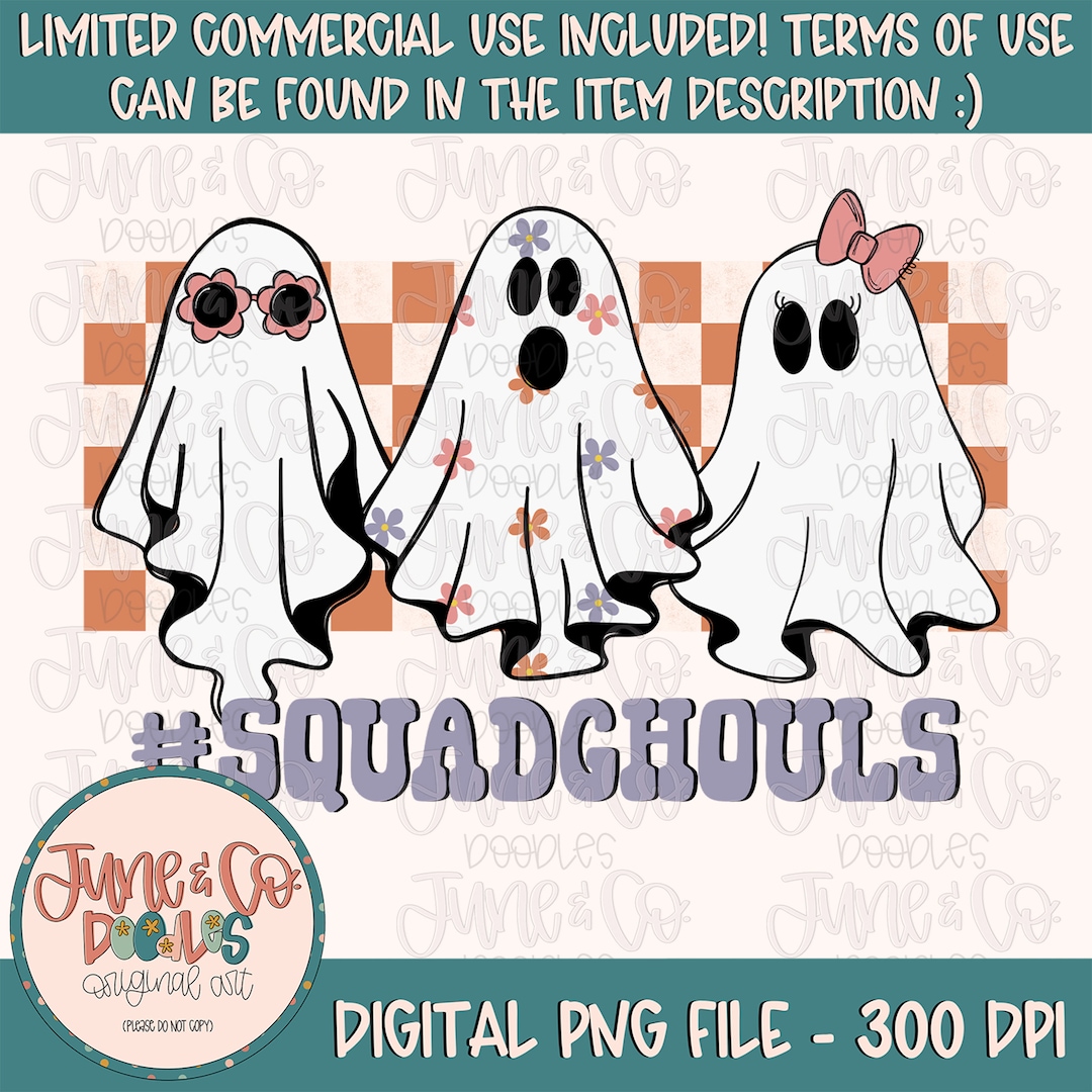 Squad Ghouls Ghost Trio PNG| Girls Halloween Sublimation File| Trick or ...