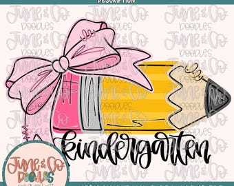 Crayon de maternelle pour filles PNG | Fichier DTF pour la rentrée scolaire Coquette | Design de chemise pour le primaire| Art dessiné à la main | Téléchargement numérique