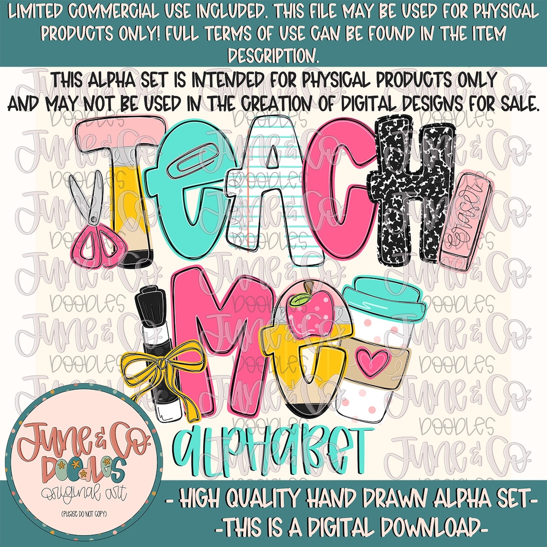 Teach Me Alphabet Set- PNG| Teacher Occupation Doodle Alpha ...