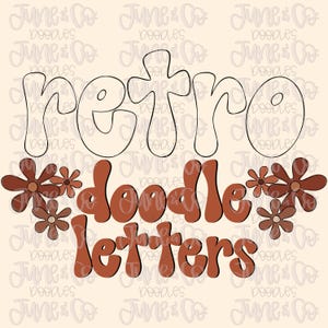 Letras de Rabisco em Estilo Retro | Conjunto de Alfabeto PNG | Conjunto Alfabeto Retro SVG | Arquivo de Sublimação | Arte para Impressão com Letras à Mão | Download Instantâneo