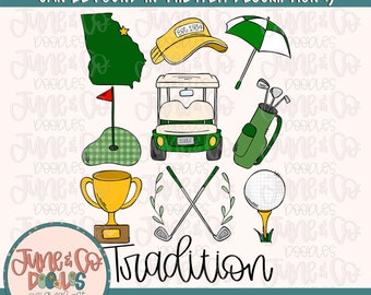 Golf Things PNG| Preppy Golf Sublimation File| Golf Themed Shirt Design| Hand Sketched Printable Art| Instant Download