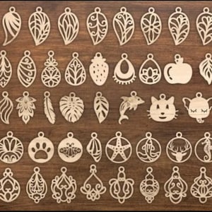 50 orecchini SVG Designs Bundle, modello di orecchini in legno, orecchini in pelle, modelli di taglio, orecchini tagliati al laser, svg dxf png file Cricut Silhouette