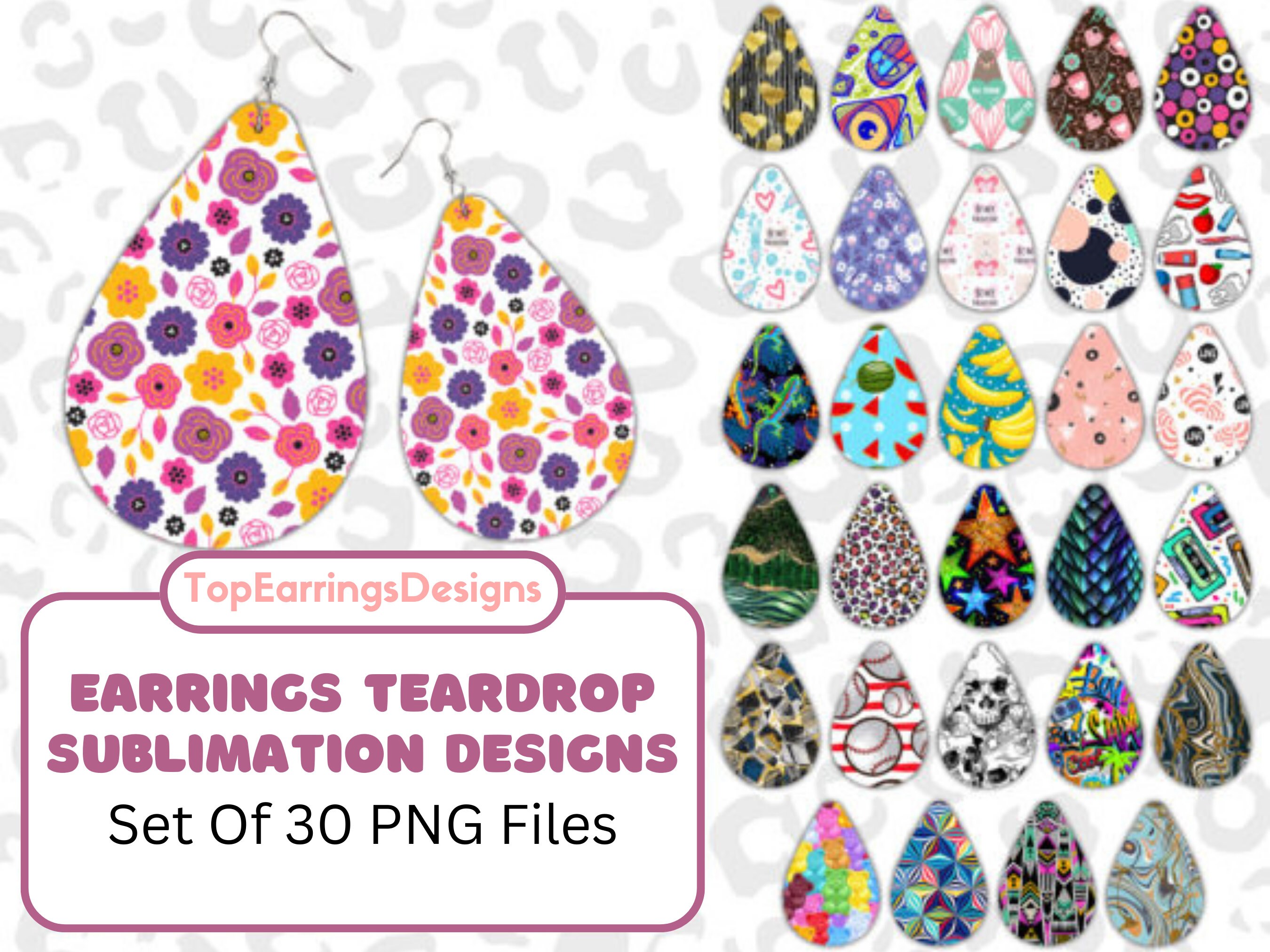 500 Teardrop Earrings Template Bundle All in One Earrings Png Pack