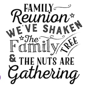 Réunion de famille, nous avons secoué l'arbre généalogique et les noix sont réunies ensemble de cliparts svg, téléchargement d'arbre généalogique, fichier de coupe, Cricut