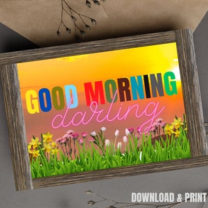 Tarjeta imprimible Good Morning Darling / Descarga instantánea PDF / Plantilla de tarjeta / Tarjeta Good Morning Darling