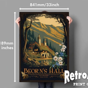 Beorns Hall - Tolkien - Herr der Ringe-Mittelerde druckbare Vintage Reise Poster - maximale Größe - A0 (841 x 1189mm) (33&quot; x 47&quot;)
