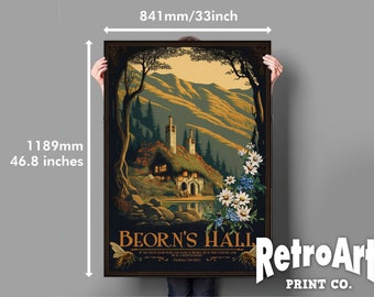 Beorns Hall - Tolkien - Lord of the Rings-Middle Earth Printable Vintage Travel poster -  max size - A0 (841 x 1189mm) (33" x 47")
