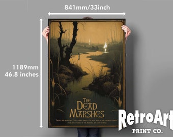The Dead Marshes - Tolkien - Lord of the Rings-Middle Earth Printable Vintage Travel poster -  max size - A0 (841 x 1189mm) (33" x 47")