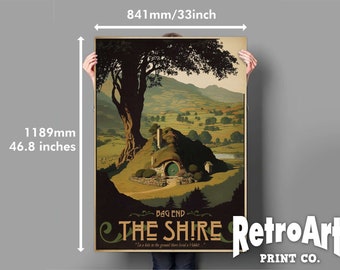 Bag End - The Shire - Tolkien - Lord of the Rings-Middle Earth Printable Vintage Travel poster -  max size - A0 (841 x 1189mm) (33" x 47")