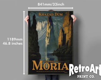 The Mines of Moria (Khazad Dum) - Tolkien - Lord of the Rings-Middle Earth Printable Vintage Travel poster - A0 (841 x 1189mm) (33" x 47")