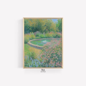 DIGITAL Pastel Flower Print | Floral Landscape Painting | Seasonal Spring Art | Colorful Garden Decor | Printable Wall Art