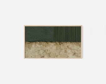 Textured Abstract Frame TV Art - Modern Art for Frame TV, Olive & Beige Minimalist Artwork (Digital Download)