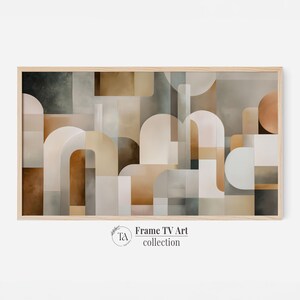 Samsung Frame TV Art Geometric | Abstract Art for Frame TV | Beige, Tan, Gray Tones, Featuring Arches and Shapes | Minimalist TV Art
