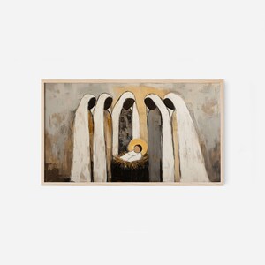 Cadre pour tableau de la Nativité, oeuvre d'art pour télévision - Décoration chrétienne neutre (téléchargement numérique)