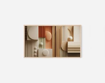 3D Geometric Abstract Frame TV Art - Neutral Textured Art for Frame TV, Modern Decor (Digital Download)