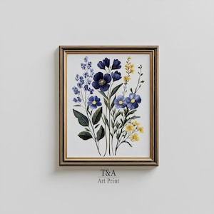 DIGITAL Minimalist Wildflower Bouquet Print | Neutral Flower Art | Floral Illustration | Garden Decor | Printable Wall Art