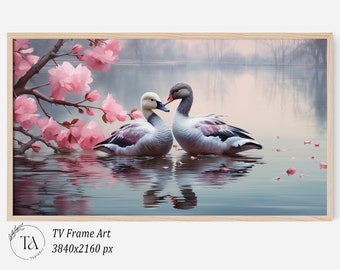 Samsung Frame TV Art | 3840x2160 4K Instand Download | Spring Blossom Flower Animal Duck