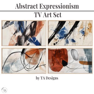 Abstract Samsung Frame TV Art Set | Modern Wabi Sabi Art for Frame TV | Digital Download | 4K Minimalist Japandi Painting | Instant Download