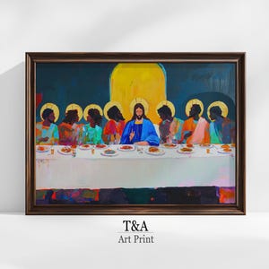 Last Supper Wall Art | Religious Christian Art | Modern Abstract Decor | Colorful Painting | Digital Jesus Art Print | Printable Wall Art