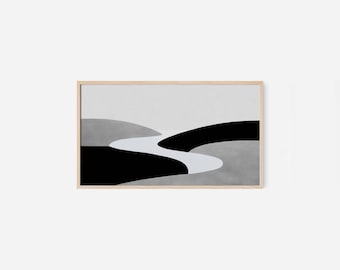 Abstract Black and White Frame TV Art - Minimalist Digital Download