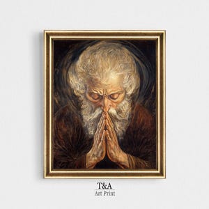 Vintage Portrait Dark Academia Art Print | Faith Man Painting | Religious Decor | Antique Portrait | Inspirational Printable Wall Art