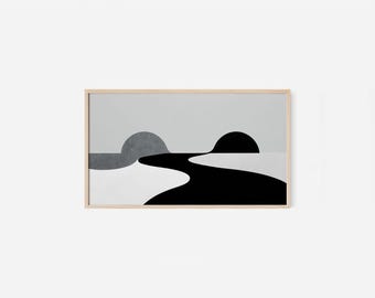 Monochrome Landscape Frame TV Art – Minimalist Abstract (Digital Download)