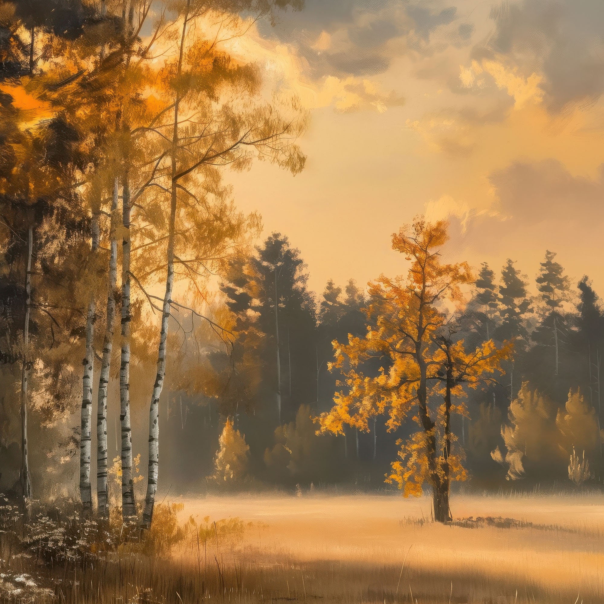 Printable Wall Art Autumn Forest Landscape Painting | Digital Download ...