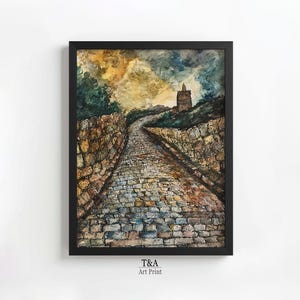Printable Wall Art | Watercolor Painting Road to Jerusalem Landscape | Antique Art Print | Vintage Decor | Downloadable Dark Academia Print