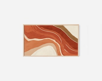 Arte abstrata em terracota para TV com moldura Samsung | Pintura moderna boho (Download digital)