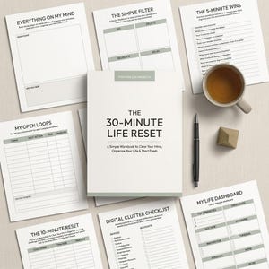 30 Minute Life Reset Workbook | Printable PDF | Mental Clarity & Declutter Planner | Overwhelmed to Organized | Digital Download