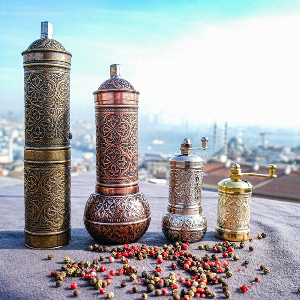 Traditional Turkish Coffee Grinders, Pepper Mill, Spice Grinder, Brass Mill, Manual Coffee Grinder, Manual Pepper Grinder